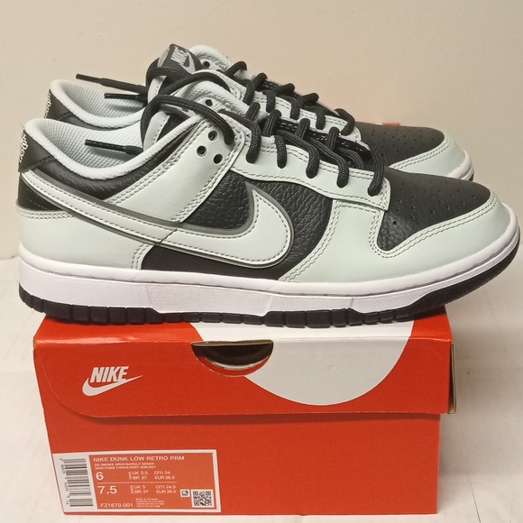 Nike Dunk Low Retro PRM/Dark Smoke Grey-White-Barely Green/6Y=7.5W /FZ1670-001 - Picture 4 of 15